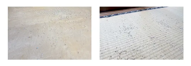 絨毯と畳にデオドラントパウダーを撒いたイメージ