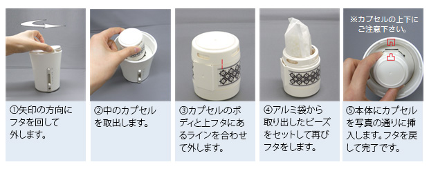 フレグランスビーズのセットの仕方