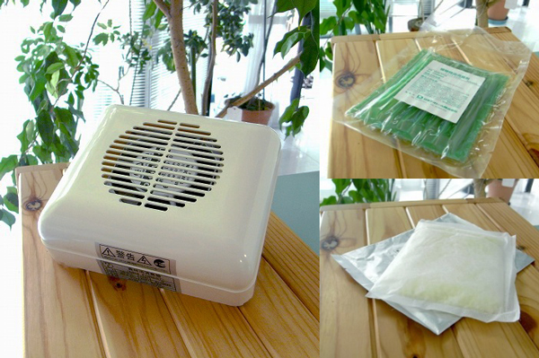 室内用消臭器ミニフォレストと消臭剤
